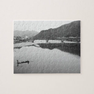 Asia, Japan, Iwakuni. Fishermen and historic Jigsaw Puzzle