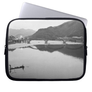 Asia, Japan, Iwakuni. Fishermen and historic Laptop Sleeve