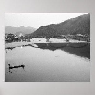 Asia, Japan, Iwakuni. Fishermen and historic Poster