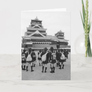 Asia, Japan, Kumamoto. Schoolchildren at Card