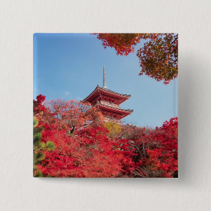 Asia, Japan, Kyoto. Autumn Colour 15 Cm Square Badge