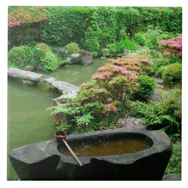 Asia, Japan, Kyoto. Zen Garden Ceramic Tile (Front)