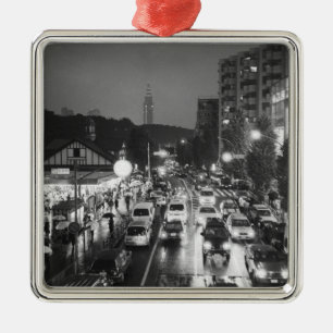 Asia, Japan, Tokyo. Evening, Harajuku Station, Metal Tree Decoration