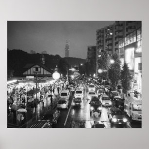 Asia, Japan, Tokyo. Evening, Harajuku Station, Poster