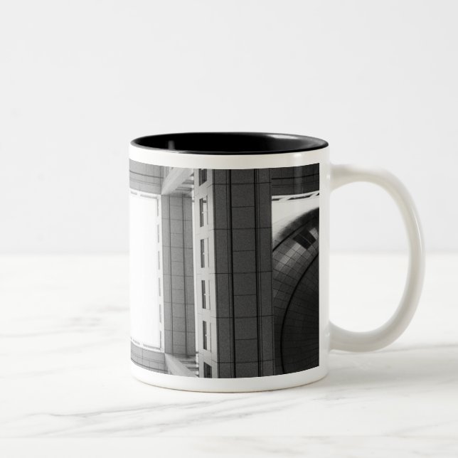 Asia, Japan, Tokyo. Fuji TV Building, looking Two-Tone Coffee Mug (Right)