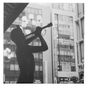 Asia, Japan, Tokyo. Music statue, Shibuyaku Tile