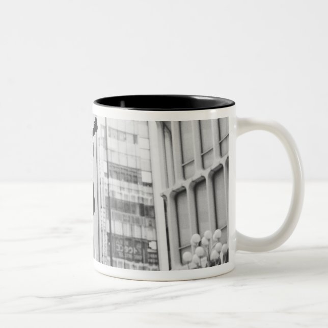 Asia, Japan, Tokyo. Music statue, Shibuyaku Two-Tone Coffee Mug (Right)