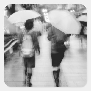Asia, Japan, Tokyo. Young women and umbrellas. Square Sticker