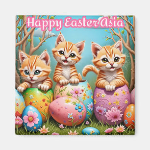ASIA ~ Kittens in three Eggs Sweet ~  Magnet
