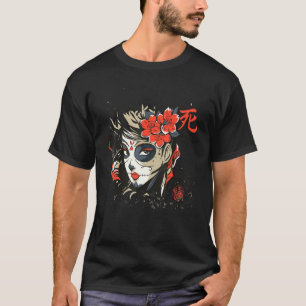 Asia La Catrina Flower Tattoo Sugar Mask Girl Wome T-Shirt
