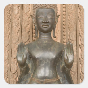 Asia, Laos, Vientiane, Bronze Buddha at Hawn Square Sticker