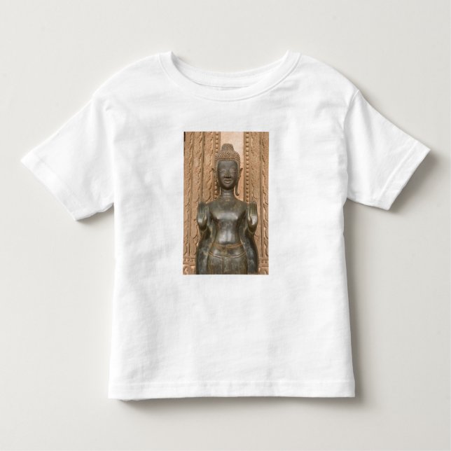 Asia, Laos, Vientiane, Bronze Buddha at Hawn Toddler T-Shirt (Front)