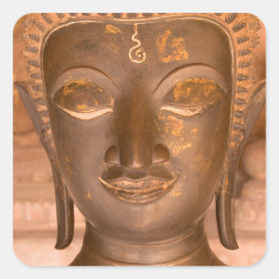 Asia, Laos, Vientiane, Bronze sculpture at Wat Square Sticker