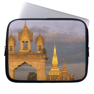 Asia, Laos, Vientiane. That Luang Temple. Laptop Sleeve