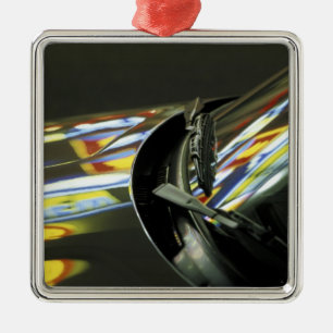 Asia, Malaysia, Melaka. Neon reflections in car Metal Ornament