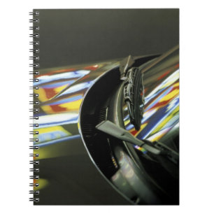 Asia, Malaysia, Melaka. Neon reflections in car Notebook