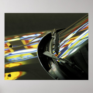 Asia, Malaysia, Melaka. Neon reflections in car Poster