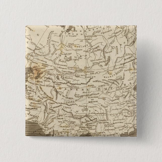 Asia Map by Arrowsmith 15 Cm Square Badge (Front)