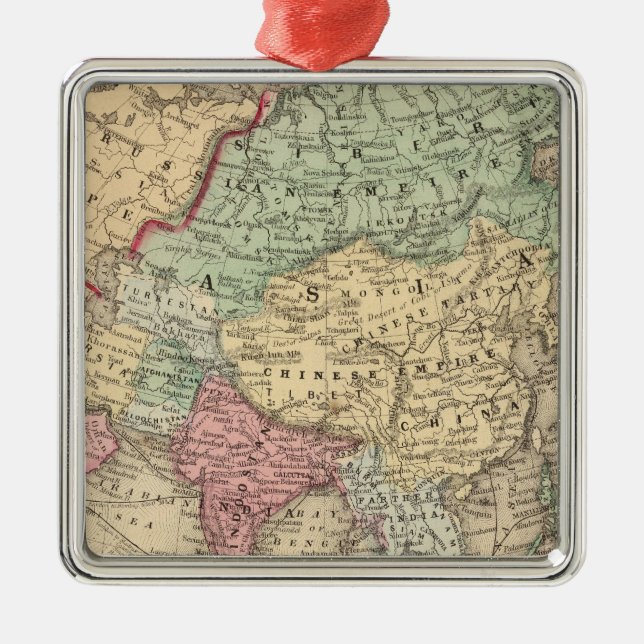 Asia Map by Mitchell Metal Ornament (Front)