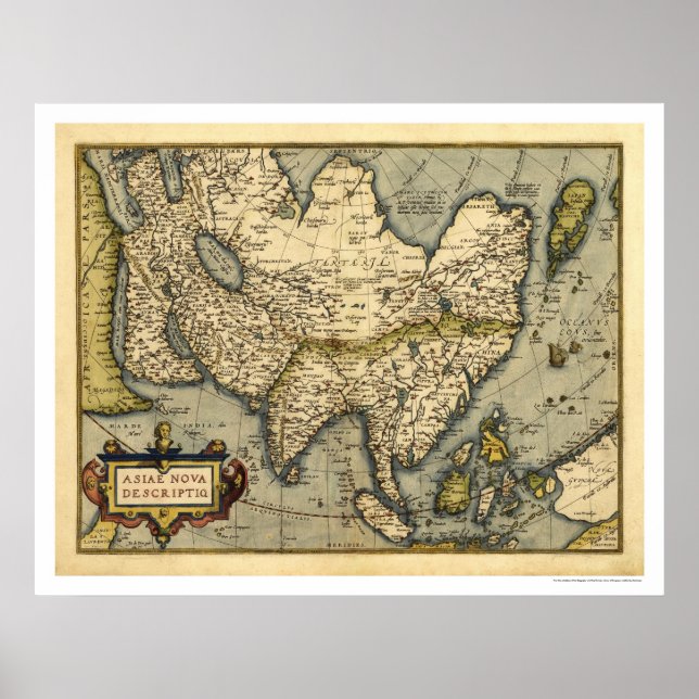 Asia Map By Ortelius 1570 Poster (Front)