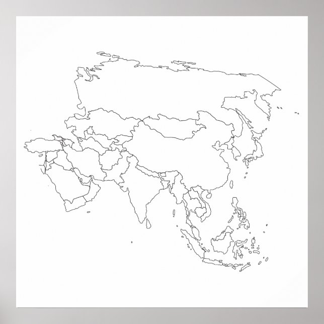Asia Map Outline Poster (Front)