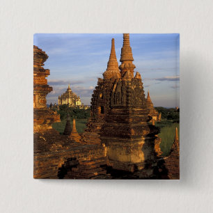 Asia, Myanmar, Bagan. Ancient temples and 15 Cm Square Badge