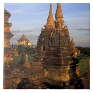 Asia, Myanmar, Bagan. Ancient temples and Ceramic Tile
