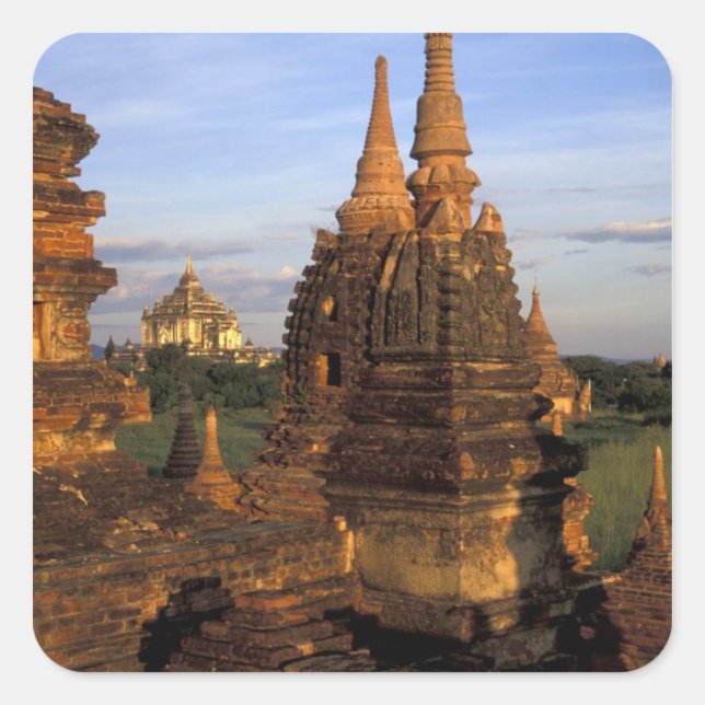 Asia, Myanmar, Bagan. Ancient temples and Square Sticker (Front)
