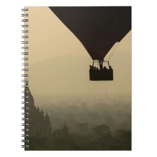 Asia, Myanmar, Bagan, balloon over temples of Notebook