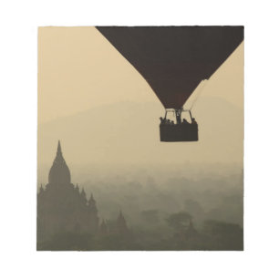 Asia, Myanmar, Bagan, balloon over temples of Notepad