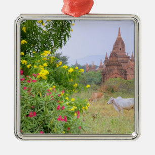 Asia, Myanmar (Burma), Bagan (Pagan). Cows Metal Tree Decoration