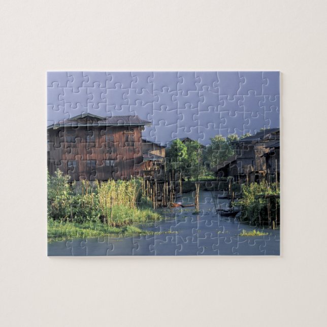 Asia, Myanmar, Inle Lake. A floating village on Jigsaw Puzzle (Horizontal)