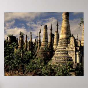 Asia, Myanmar, Inle Lake. Ancient ruins of Poster