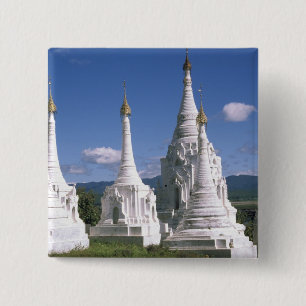 Asia, Myanmar, Inle Lake. Pagodas. 2 15 Cm Square Badge