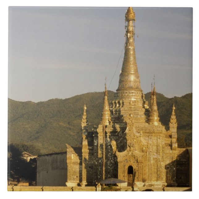 Asia, Myanmar, Inle Lake. Pagodas. Tile (Front)