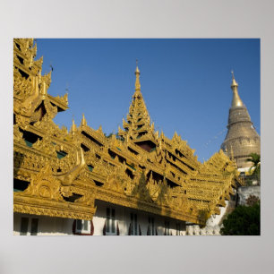 Asia, Myanmar, Yangon. Golden stupa of Shwedagon 2 Poster