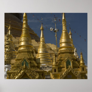 Asia, Myanmar, Yangon. Golden stupa of Shwedagon Poster