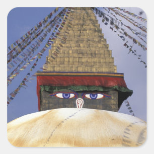 Asia, Nepal, Kathmandu. Bouddhanath Stupa. 2 Square Sticker