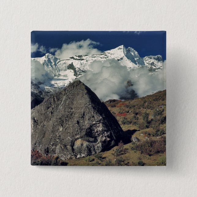 Asia, Nepal, Sagarmatha NP. A Buddhist prayer 15 Cm Square Badge (Front)