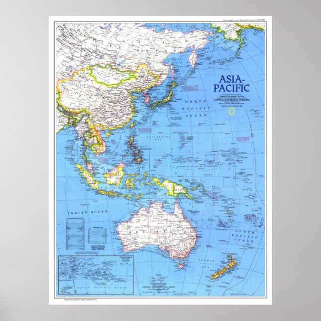 " Asia-Pacific-Region: 1989 Detailed MAP ... Poster (Front)