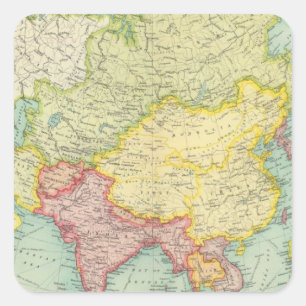 Asia political atlas map square sticker