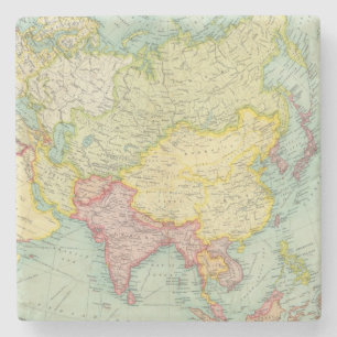 Asia political atlas map stone coaster