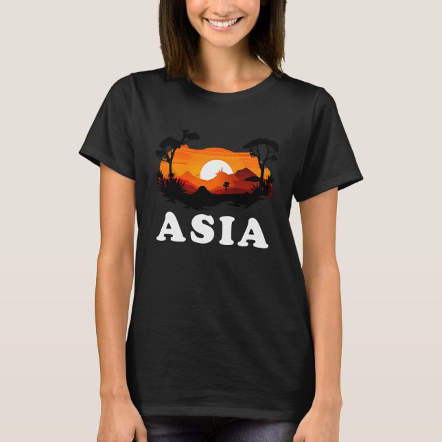 Asia Pride Sunset Continent Souvenir T-Shirt (Front)