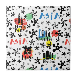 Asia Symbols Pattern Ceramic Tile