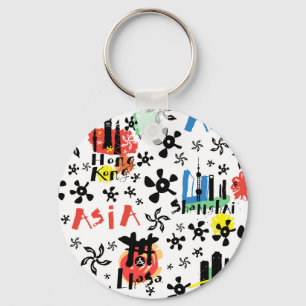 Asia   Symbols Pattern Key Ring