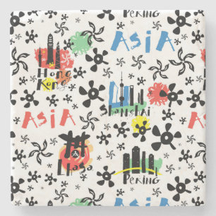Asia Symbols Pattern Stone Coaster