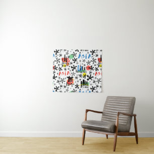 Asia   Symbols Pattern Tapestry