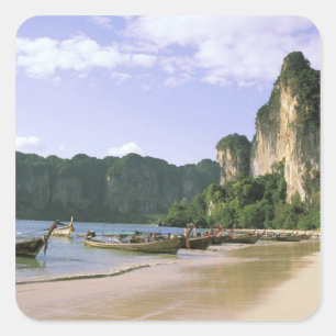 Asia, Thailand, Krabi. West Railay Beach, long Square Sticker