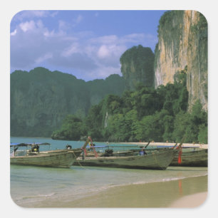 Asia, Thailand, Krabi. West Railay Beach, Square Sticker