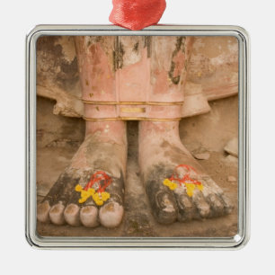 Asia Thailand, Sukhothai, Buddha's feet and Metal Tree Decoration